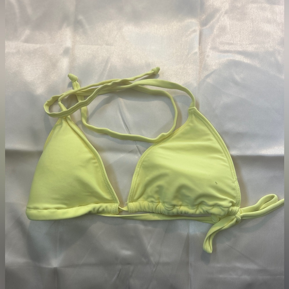 Vtg Victoria's Secret PINK Neon Yellow Triangle Bikini Top S